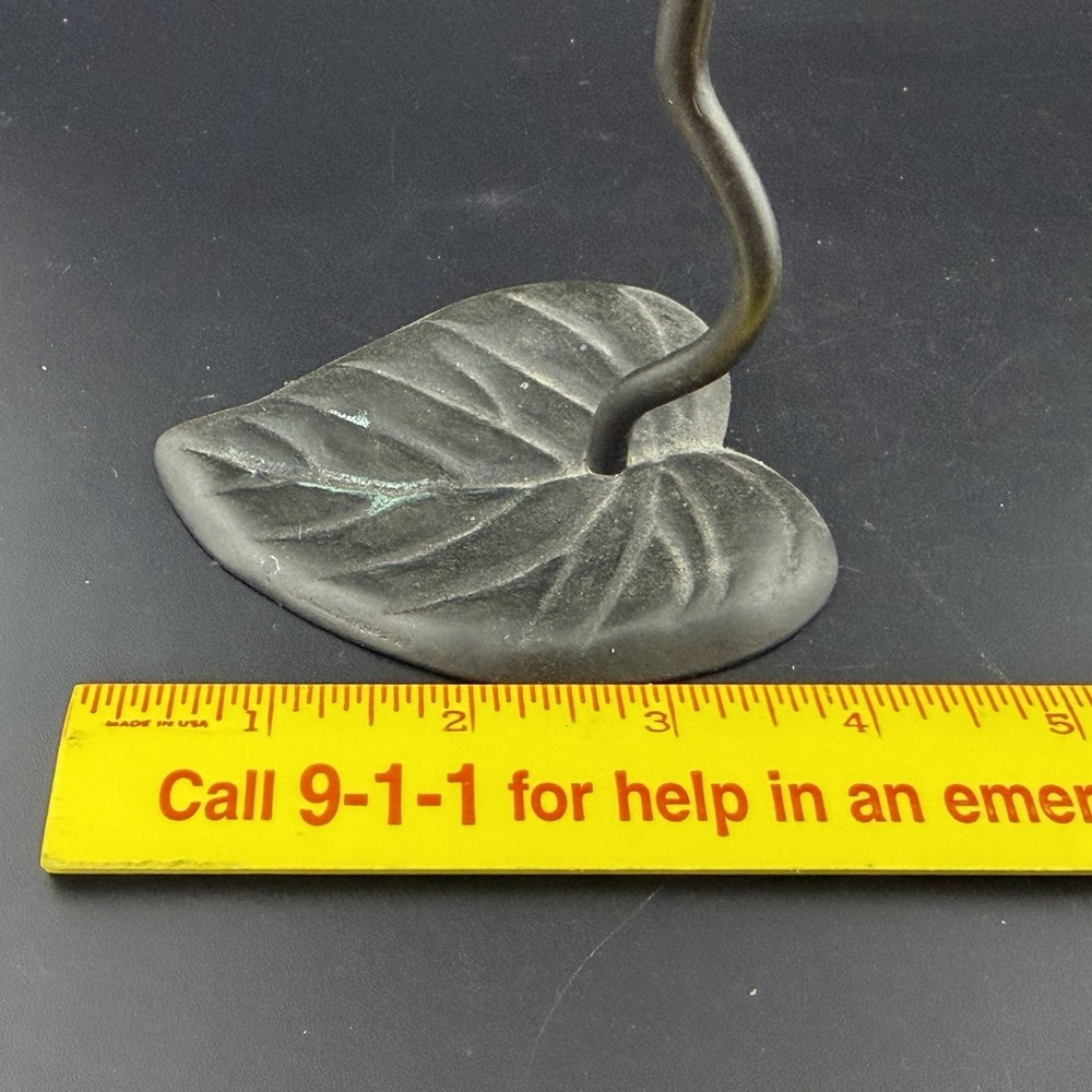 Vintage Bronze Hummingbird Sculpture Trumpet Vine Leaf Base Green Patina 80s - Picture 7 of 7
